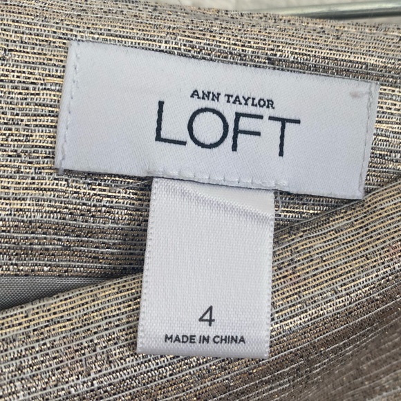 LOFT Champagne Gold Metallic Shimmer Mini Skirt Size 4 Small - Picture 5 of 5